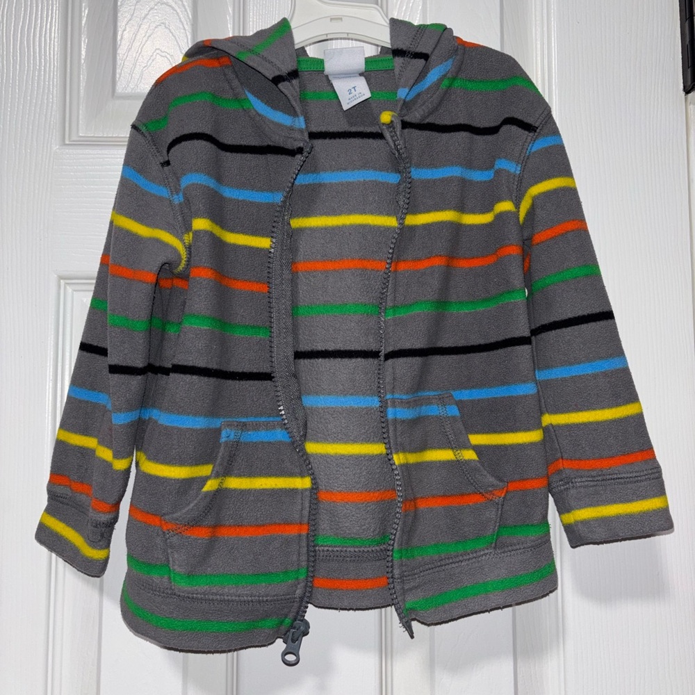 Striped toddler hood jacket sweater coat sport exercise outdoor warm winter